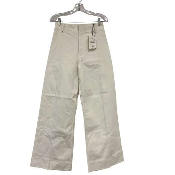 Zara Womens The ZW Jeans EU 38 US 6 Tailored Wide Leg White Denim 5474/043 NWT - Picture 2 of 12